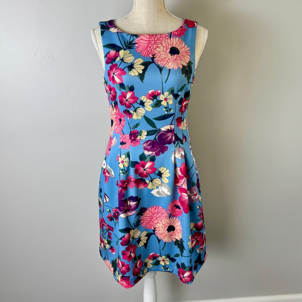 Vince Camuto Floral Sleeveless Dress - Blue and Pink